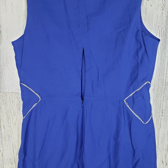 NWT Colorblock Royal Blue Sleeveless V-Neck Mini Dress Women's Size Medium - Picture 8 of 10